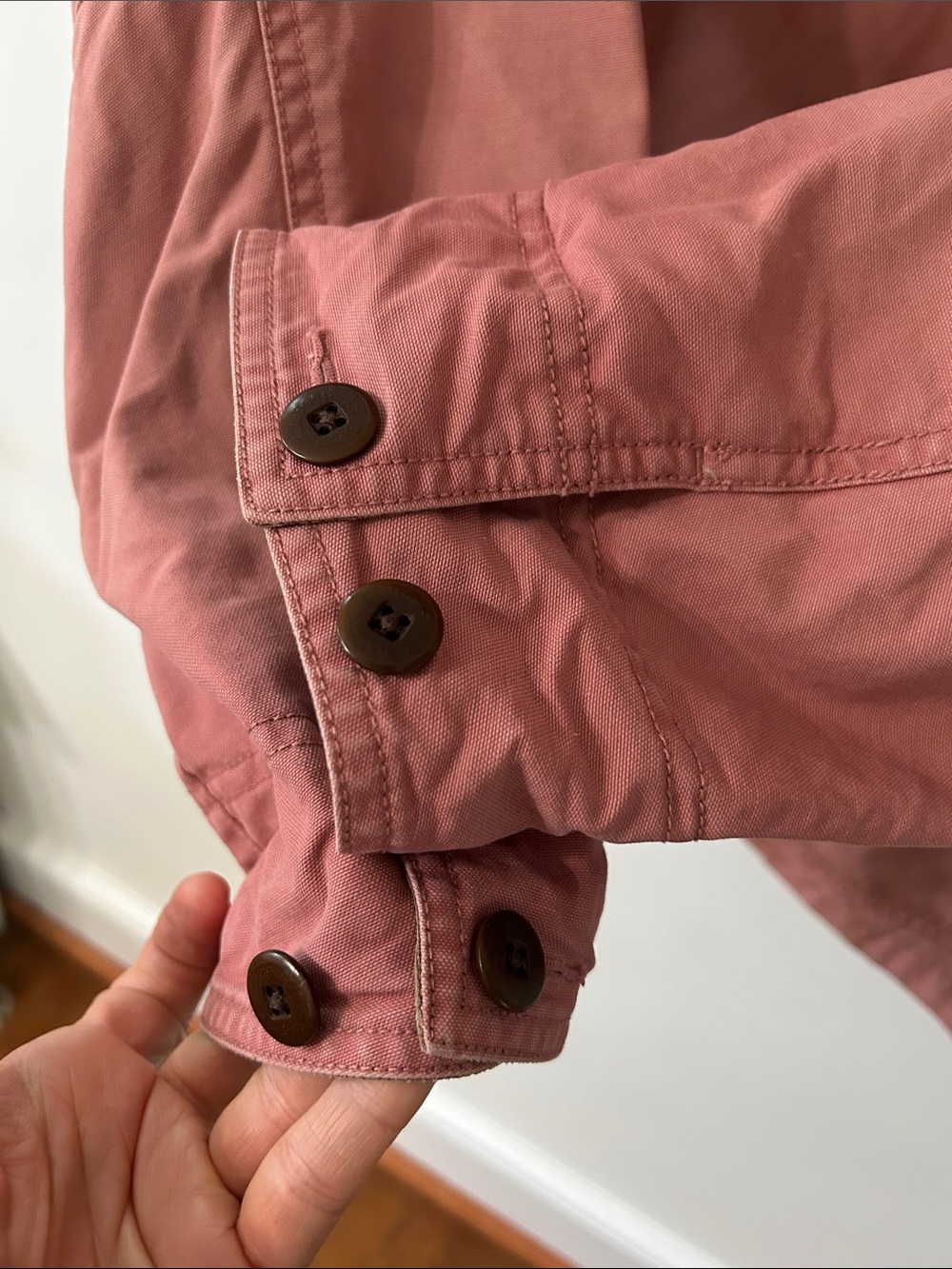 LLBean Chore Jacket Pink Canvas Barn Utility Brown Corduroy Collar Womens Medium - Picture 6 of 16